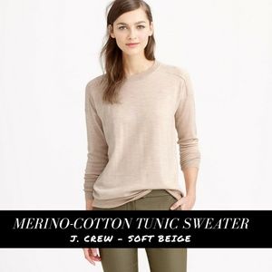 J. Crew | Merino-cotton tunic sweater | BEIGE
